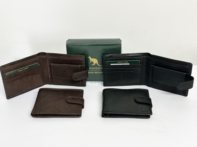 MENS WALLETS RFID KANGAROO BROWN