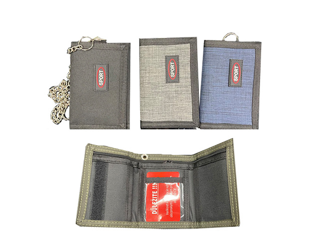 VELCRO WALLET 3ASST W/KEYCHAIN SOLD QTY12