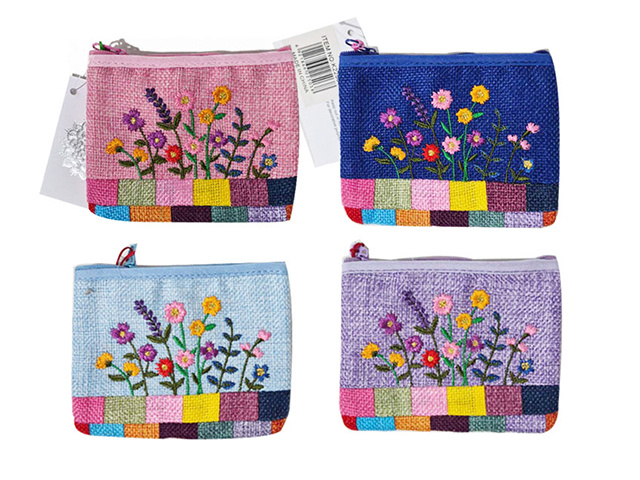 EMBROIDERED WALLET 13X10CM ASST SOLD QTY12