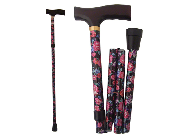 WALKING STICK FOLDING ROSE PATTERN