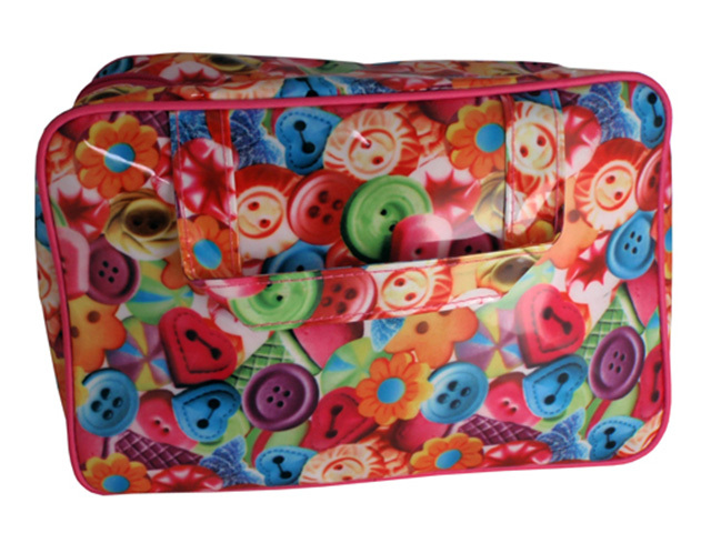 W/END HANDLE BAG FLORAL BUTTONS