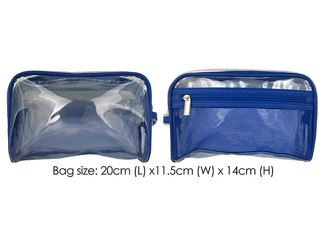 COSMETIC BAG CLEAR PVC BLUE