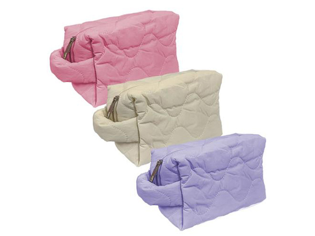 COSMETIC BAG SOFT 17X10X8CM 3ASST SOLD QTY6