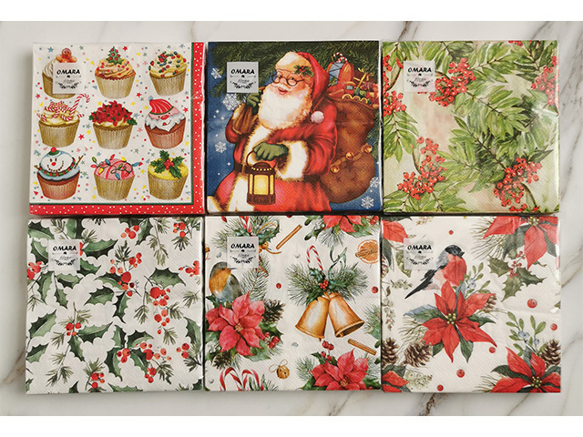 XMAS NAPKIN 3PLY 6ASST