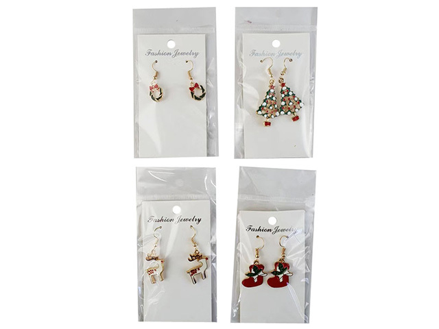XMAS EARRINGS 4ASST SOLD QTY24