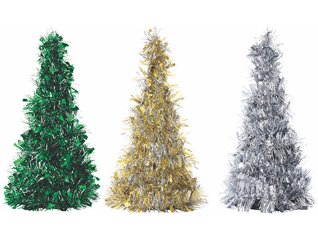 TINSEL TREE TABLE CENTRE PIECE SOLD QTY12