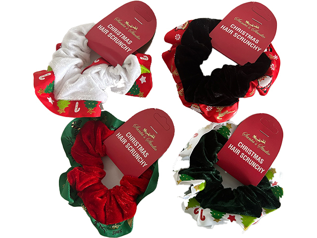 XMAS HAIR RING VELVET W/PRINT SOLD QTY12