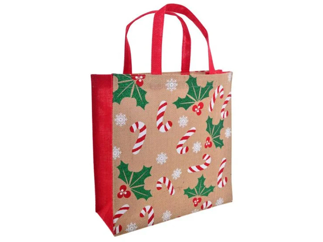 HOLLY AND CANE JUTE BAG LGE