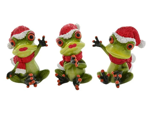 XMAS FUNNY FROGS 3ASST SOLD QTY6