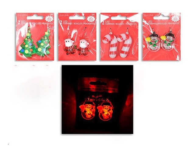 XMAS EARRINGS LED 4ASST UN36