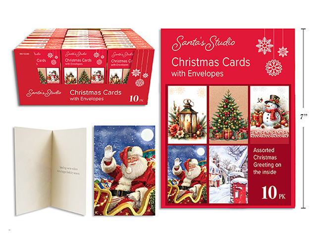 XMAS CARDS PK10 10X15CM 5ASST UN36