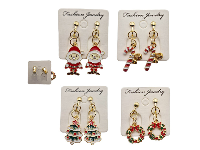 XMAS EARRINGS 4ASST SOLD QTY12