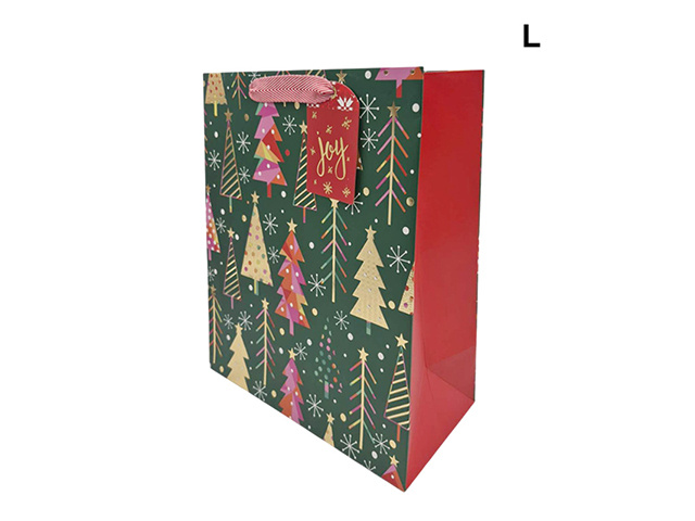 XMAS GIFT BAG TREES L 26X32X10CM QTY 12