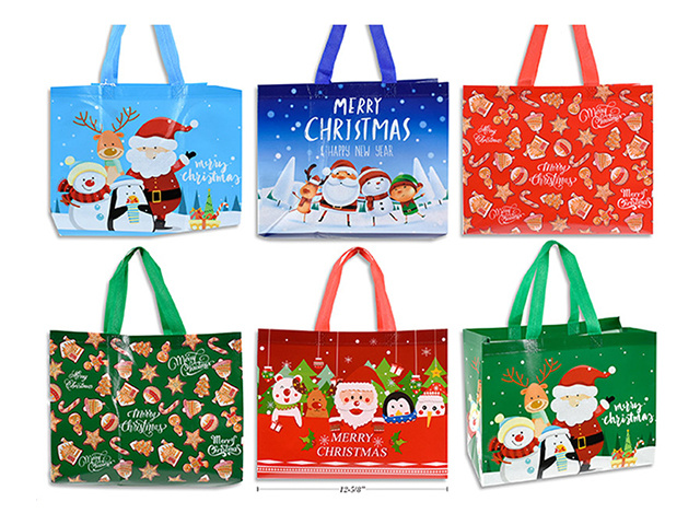XMAS NON WOVEN BAG 32X25X16.8CM 6ASST SOLD QTY12
