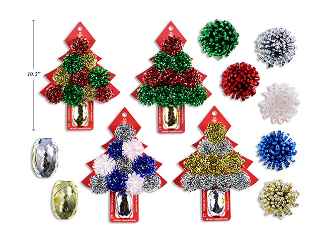 XMAS GIFT BOW 3.8CM 10PK PLUS RIBBON